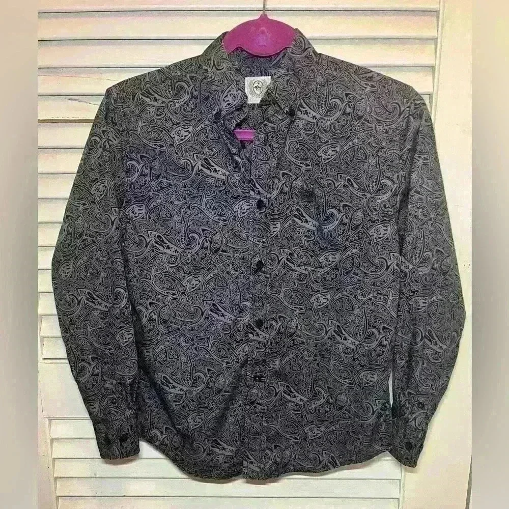 Cinch Western Dress Shirt Boys Medium (10) Button Down A0049